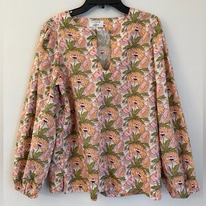 J. Crew Liberty Keyhole Popover Blouse XS Butterfield Poppy floral blouse cotton